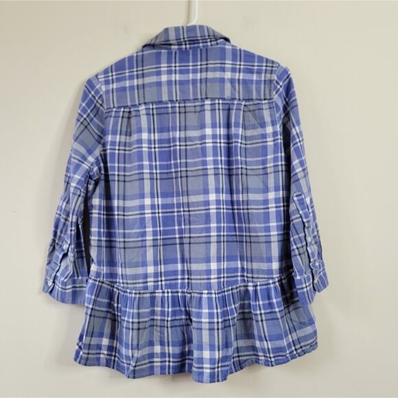 Birds of Paradise by Trovata Blue Plaid Button-Up Peplum Blouse Size XS - Picture 3 of 6